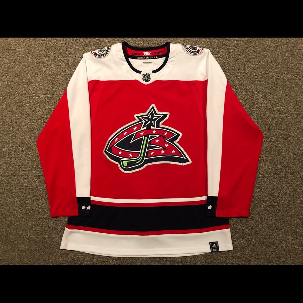 Columbus Blue Jackets - 2020-21 Blank Adidas Reverse Retro Jersey sz 52 (Large)